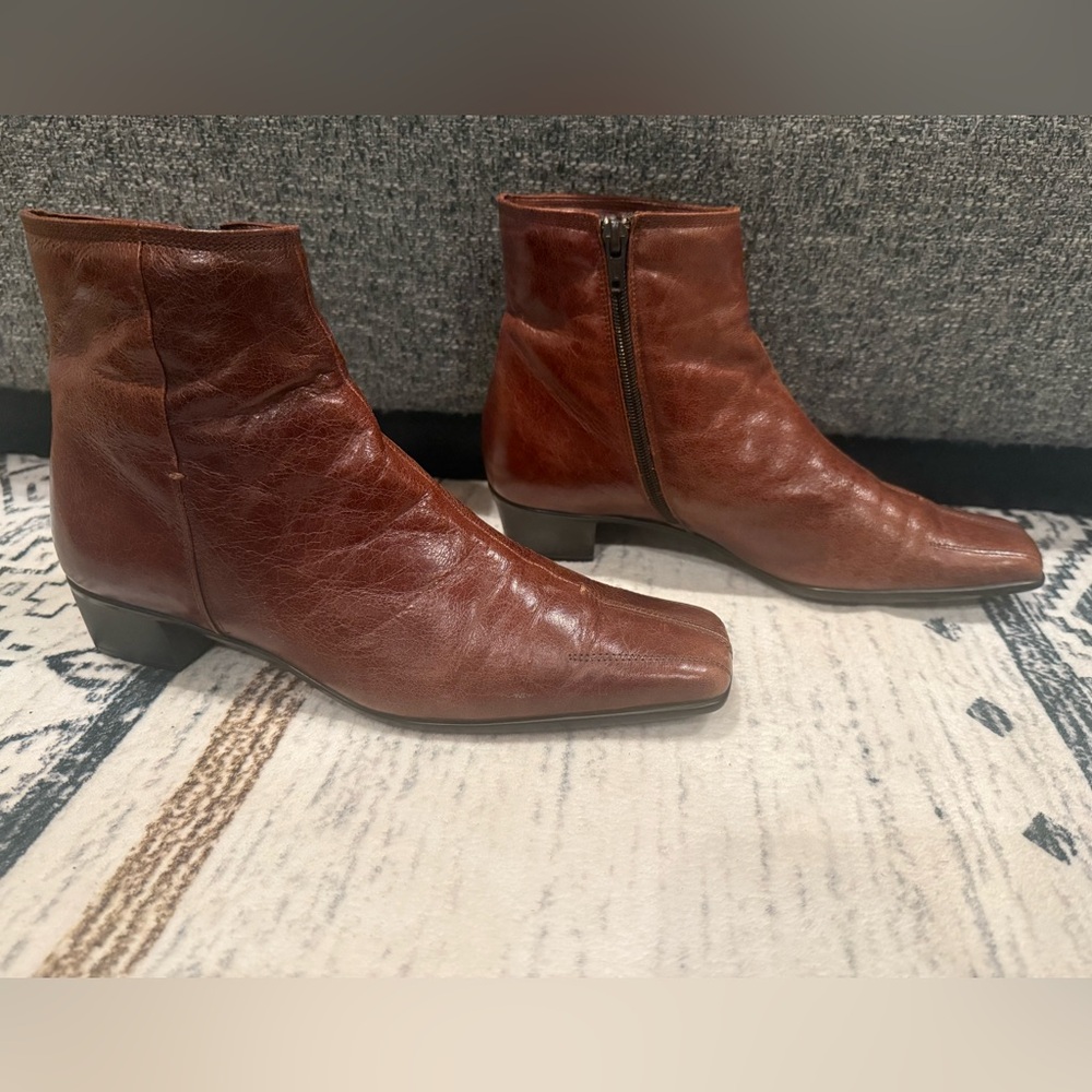 Brown Leather Ankle Boots-Sesto Meucci